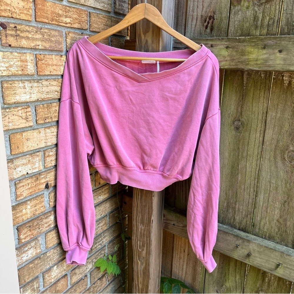 Urban Outfitters Mauve Cropped Off the Shoulder Sweatshirt